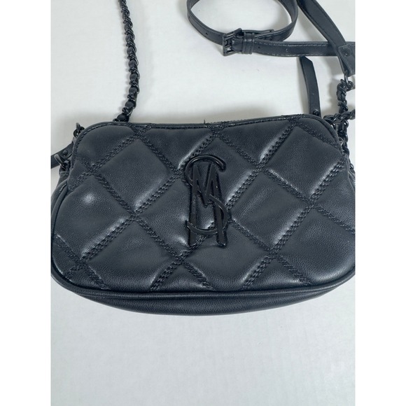 Steve Madden Black Quilted Crossbody Bag Chain Strap Evening Mini - Picture 4 of 8